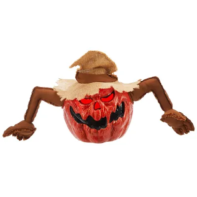 For Living Evil Walking Pumpkin with LED Lights and Sound Sensor for Halloween, Red, 12-in