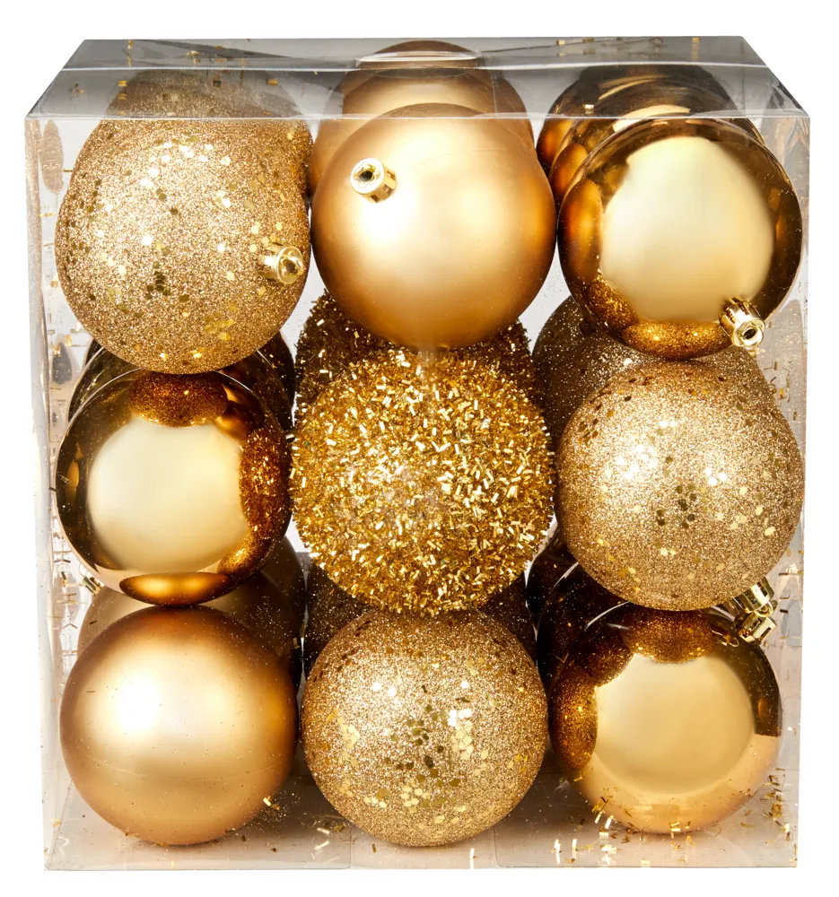 For Living Gold Collection Shatterproof Ball Christmas Ornament ...