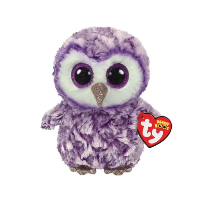 Ty Beanie Boos® Regular Recognizable Character Plush Animal Stuffed Toy, Moonlight the Purple Owl, Ages 3+