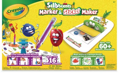 Crayola Silly Scents Sticker Marker & Maker Kit, Decorate books & devices, Unisex, 39-pc, Age 6+