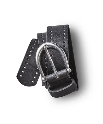 Denver Hayes Women's Italian Split Leather Perforated Belt