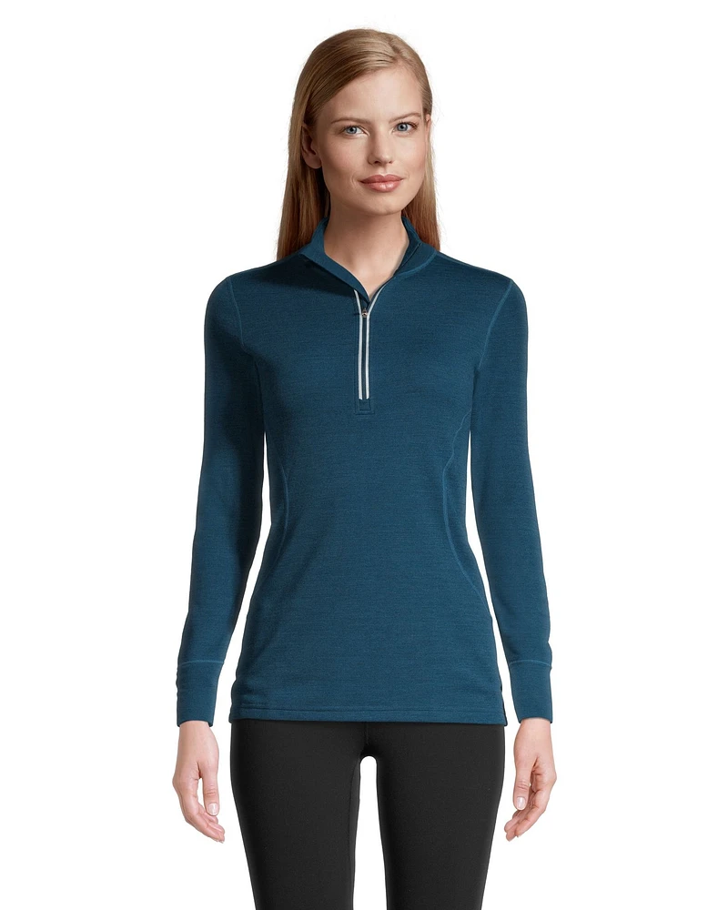 WindRiver Women's Merino Wool Blend T-Max Heat Zip Top - Teal