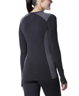 WindRiver Women's Microfibre Thermal Crewneck Top - Black Grey