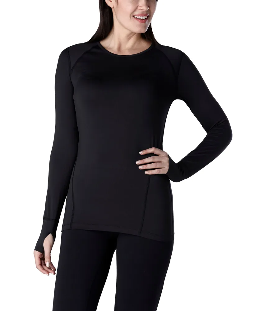 WindRiver Women's Crew Neck Long Sleeve Microfibre Thermal Top - Black