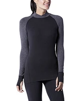 WindRiver Women's Microfiber Mock Neck Thermal Top - Black Grey