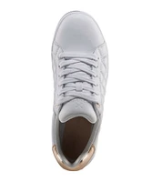 Women's Flora Quad Comfort Quilted Leather Lace Up Sneakers - White