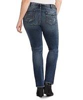 Silver Women's Elyse Mid Rise Straight Leg Jeans - Dark Indigo Plus