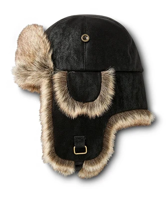 WindRiver Men's Faux Suede Aviator Hat with Ear Flaps