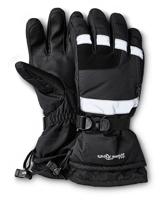 WindRiver Men's Gaunlet T-Max Reflective Gloves with Adjustable Wrist Straps - Black