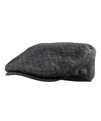 WindRiver Men's Tweed Wool Blend Flat Cap with Elastic Sweatband