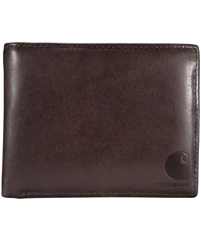 Carhartt Men's Oil Tan Leather Six Card Two Side Pocket Passcase Wallet - Brown