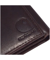 Carhartt Men's Oil Tan Leather Six Card Two Side Pocket Trifold Wallet - Brown