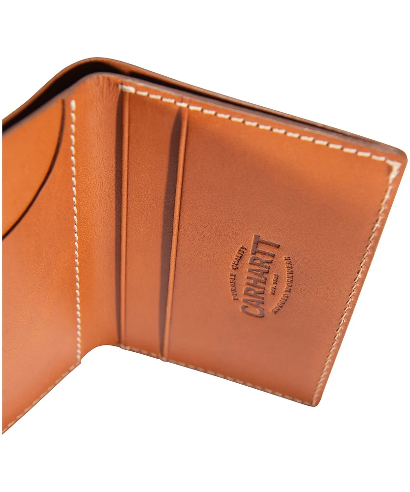 Carhartt Men's Buff Tanned Leather Rough Cut Five Card Pocket Trifold Wallet - Tan