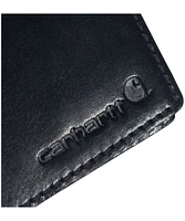 Carhartt Men's Buff Tanned Leather Rough Cut Six Card Pocket Bifold Wallet - Black