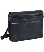 Mancini Leather Goods Unisex Buffalo Messenger Bag with Laptop Compartment Black