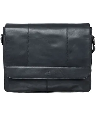 Mancini Leather Goods Unisex Buffalo Messenger Bag with Laptop Compartment Black