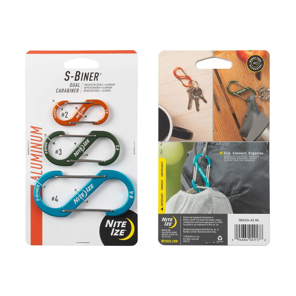 Nite Ize S-Biner Aluminum Dual Carabiner - 3 pk Assorted