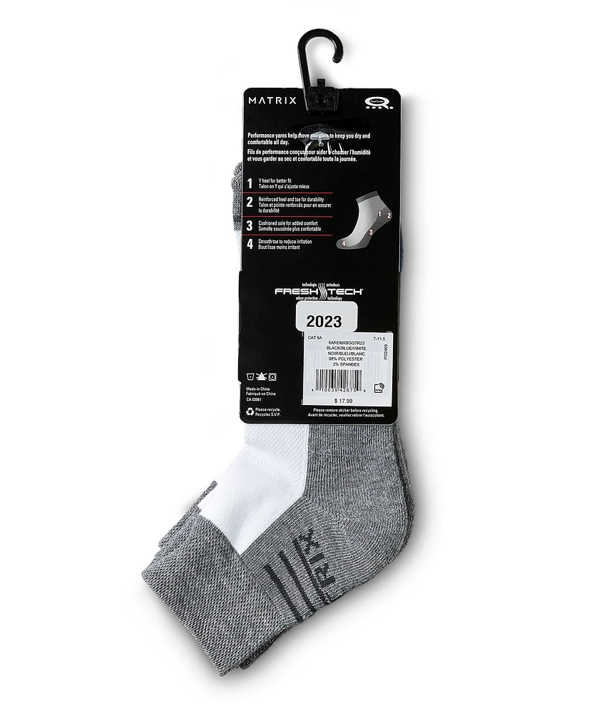 Matrix Men's 3 Pack FRESHTECH Quad Comfort Sport Socks