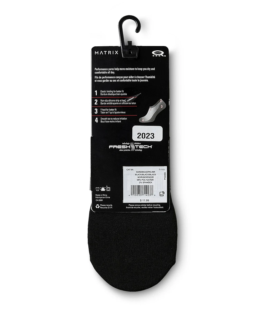 Matrix Men's 3 Pack Quad Comfort Foot Liner Sport Socks