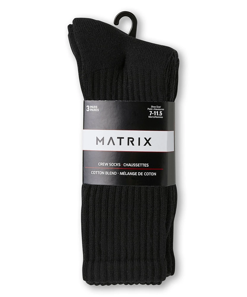 Matrix Men's 3 Pack Crew Sport Socks