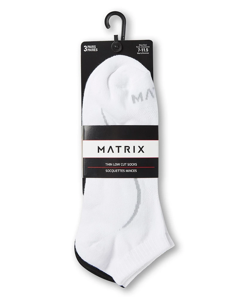 Matrix Men's Flat Knit Low Cut Sport Socks, 3 Pack