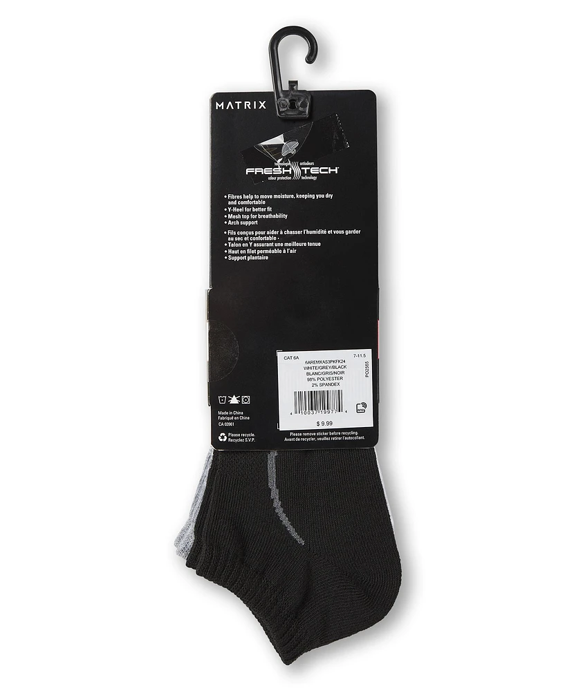 Matrix Men's Flat Knit Low Cut Sport Socks, 3 Pack