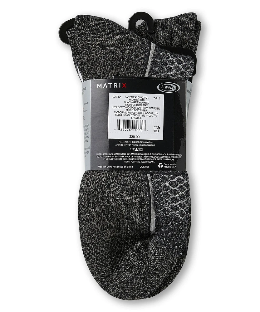 Matrix Men's Driwear 3 Pack Quarter Sport Socks