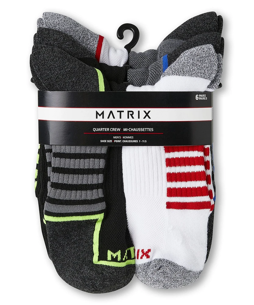 Matrix men's 6 Pack Quarter Sport Socks