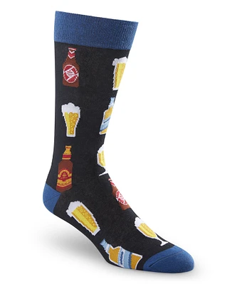 Denver Hayes Men's FRESHTECH® Beer Pattern Casual Crew Socks