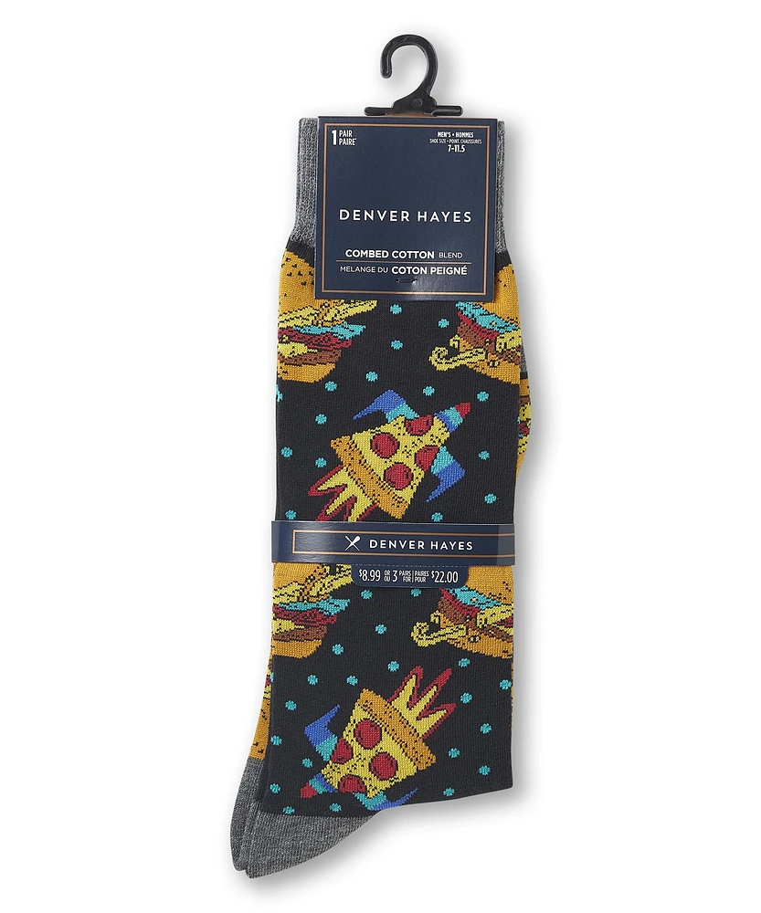 Denver Hayes Men's FRESHTECH® Novelty Food Pattern Casual Crew Socks