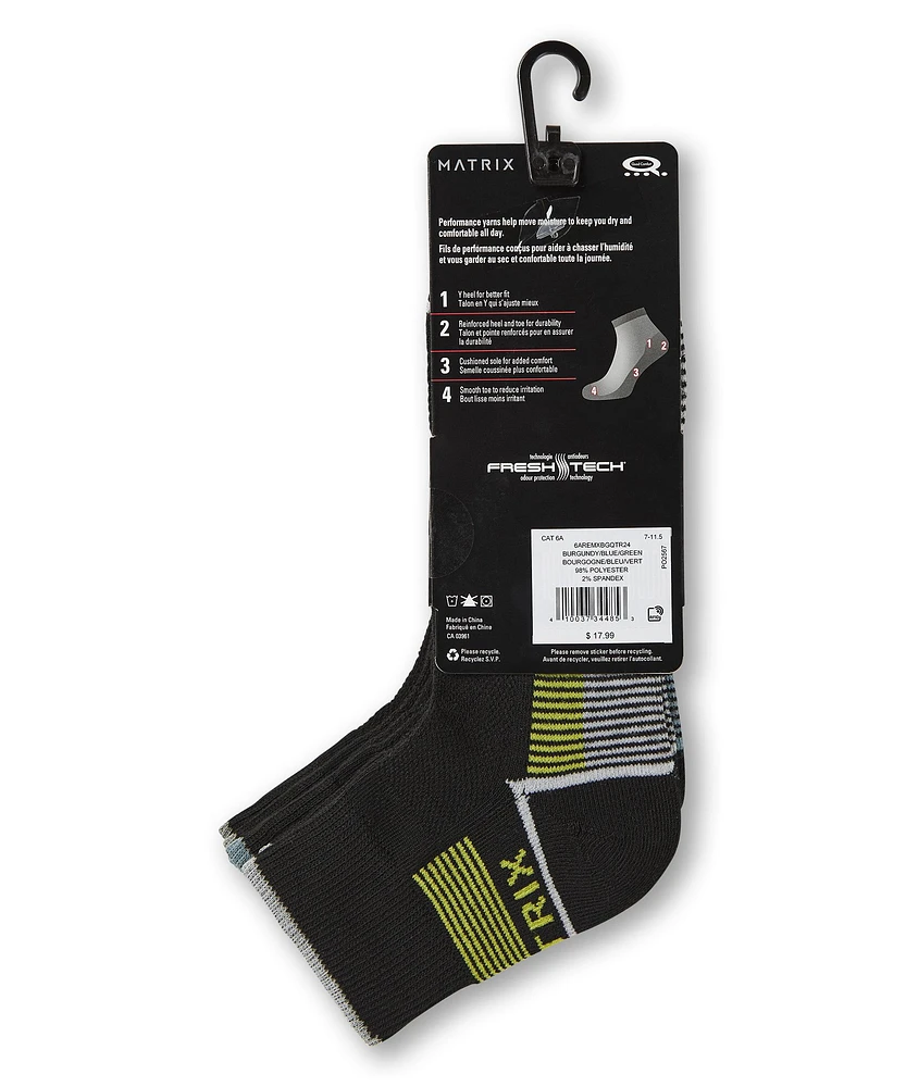 Matrix Men's BOGO Quarter Height Sport Socks, 3 Pack