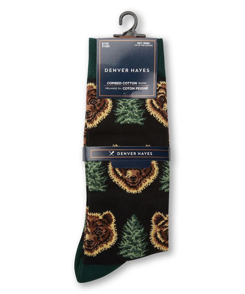 Denver Hayes Men's Animal Pattern Novelty Crew Socks