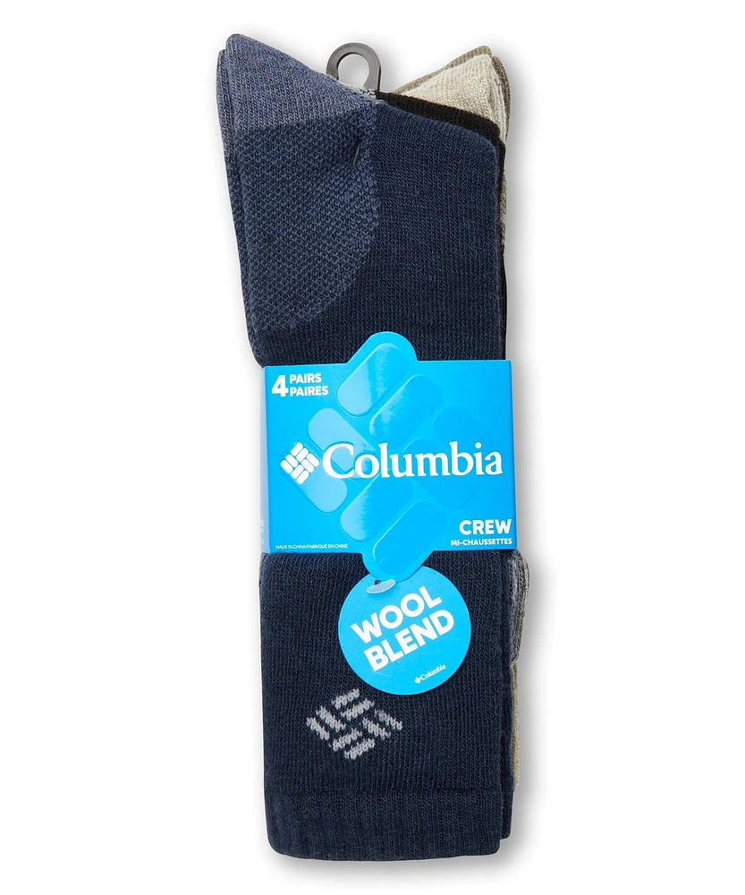 Columbia Men's Wool Blend Boot Socks, 4 Pack