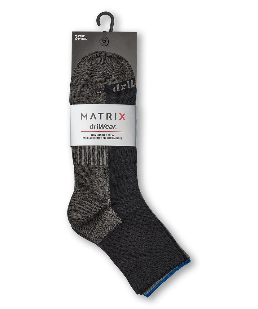 Matrix Men's driWear™ Tech Quarter Cut Sport Socks, 3 Pack