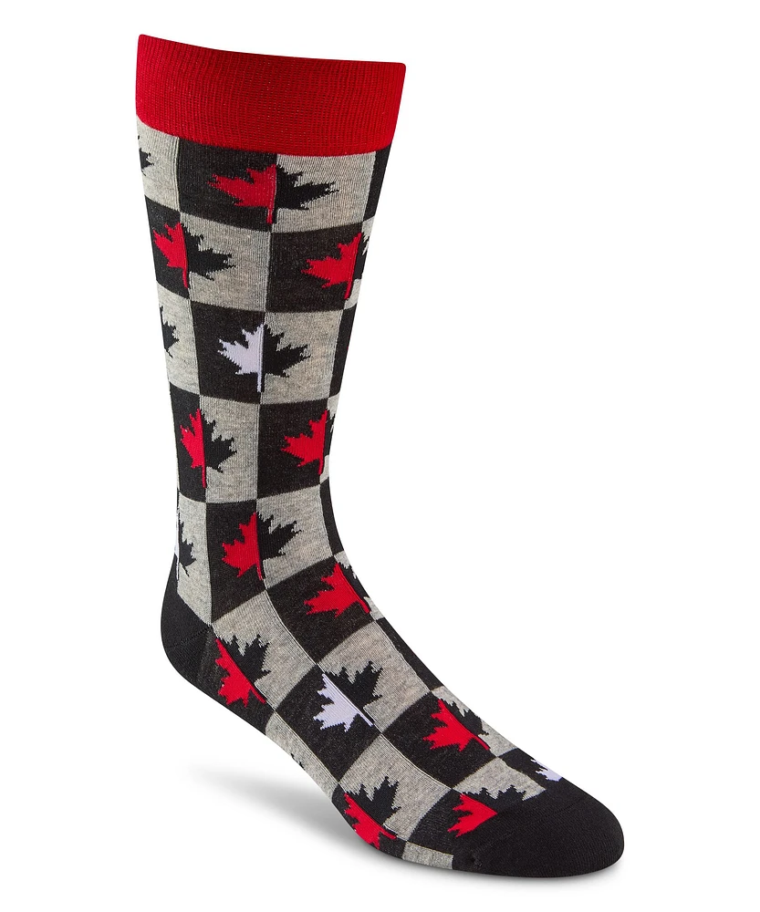 Denver Hayes Men's Canadiana Pattern Casual Crew Socks