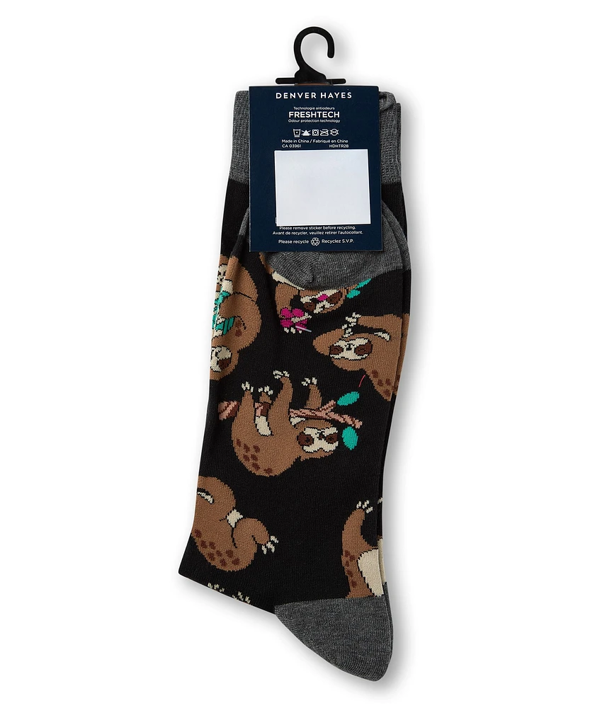 Denver Hayes Men's FreshTech® Novelty Animal Pattern Casual Crew Socks