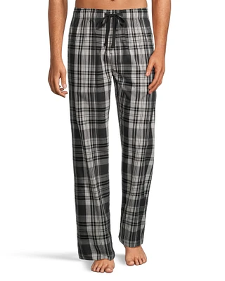 Men's Woven Plaid Lounge Pants With Elastic Waistband and Drawstring