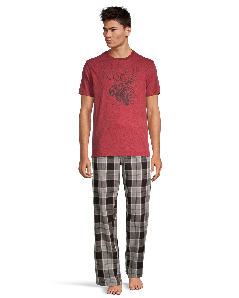 WindRiver Men's Flannel Plaid Pajama Printed Set