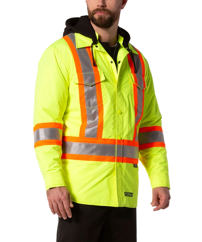 Dakota WorkPro Series Men's Class 2 Hi Vis Water Repellent Hooded Quilt Shirt Jacket