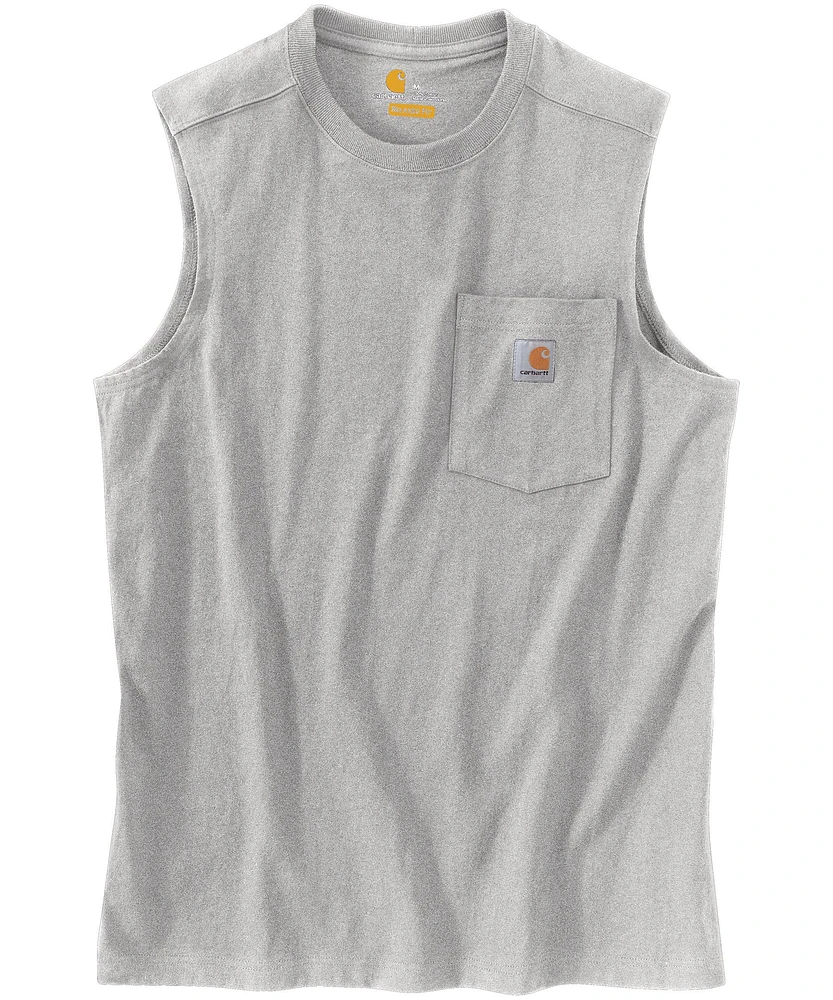 Carhartt Men's Workwear Pocket Sleeveless Relaxed Fit Crew Neck T-Shirt - Heather Grey