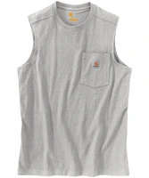 Carhartt Men's Workwear Pocket Sleeveless Relaxed Fit Crew Neck T-Shirt - Heather Grey