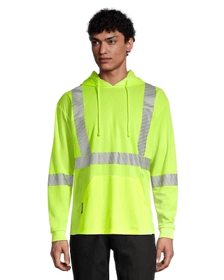 Pioneer Men's Hi-Vis Yellow Birdseye Safety Hoodie Shirt