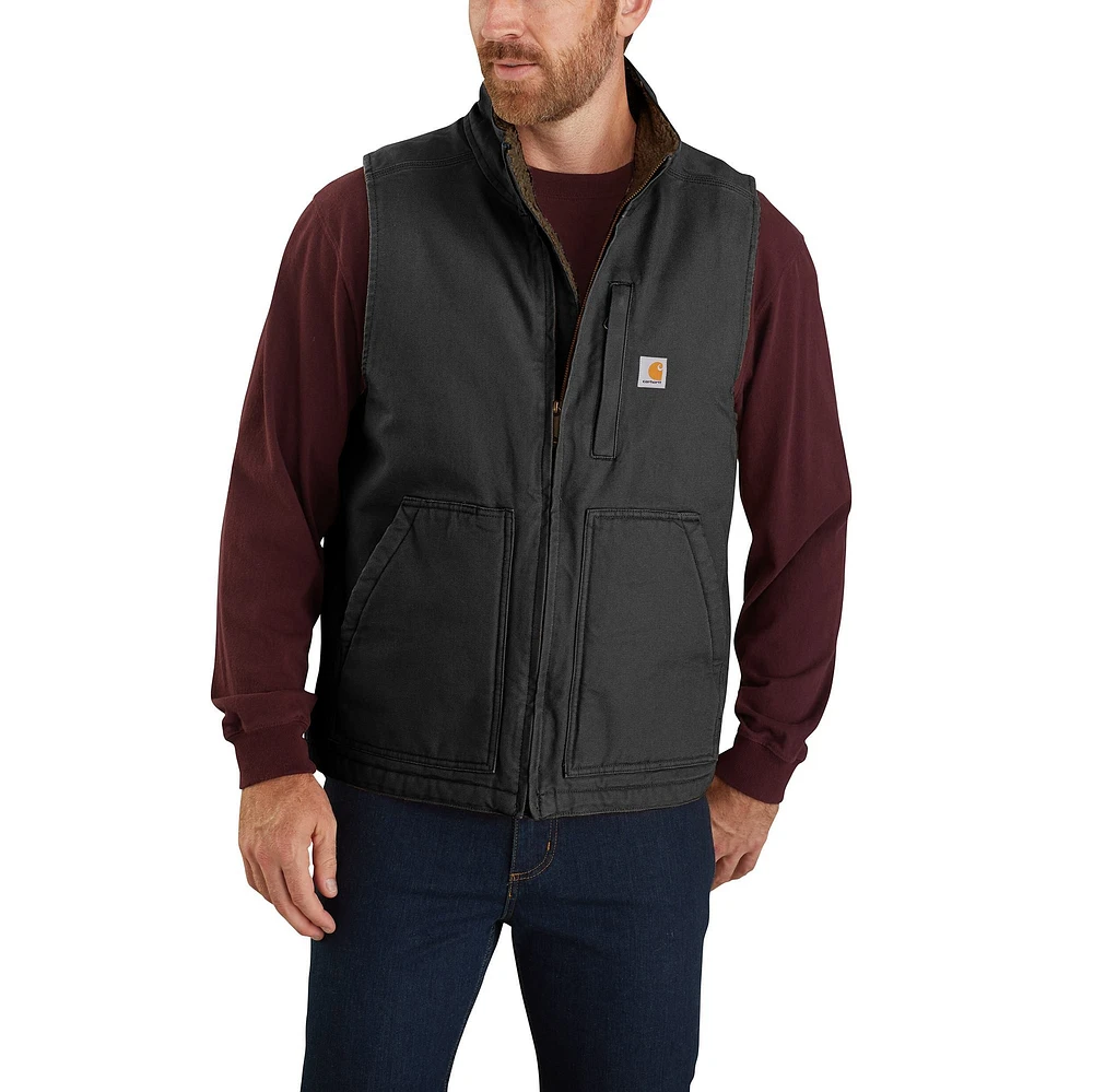 Carhartt Men's Gravel Washed Duck Sherpa-Lined Mockneck Vest