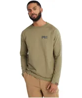 Men's Reflective Logo Long Sleeve Crewneck Cotton Work T Shirt