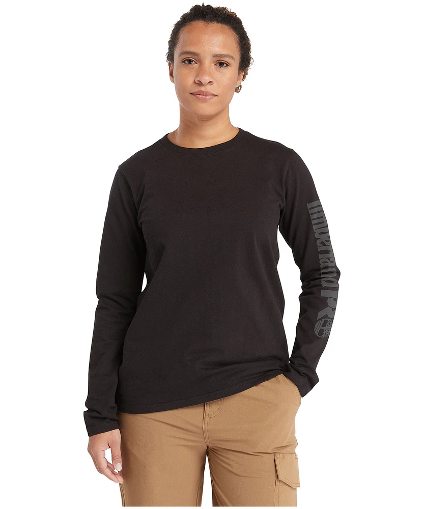 Timberland Pro Women's Long Sleeve Logo Original Fit Cotton Shirt