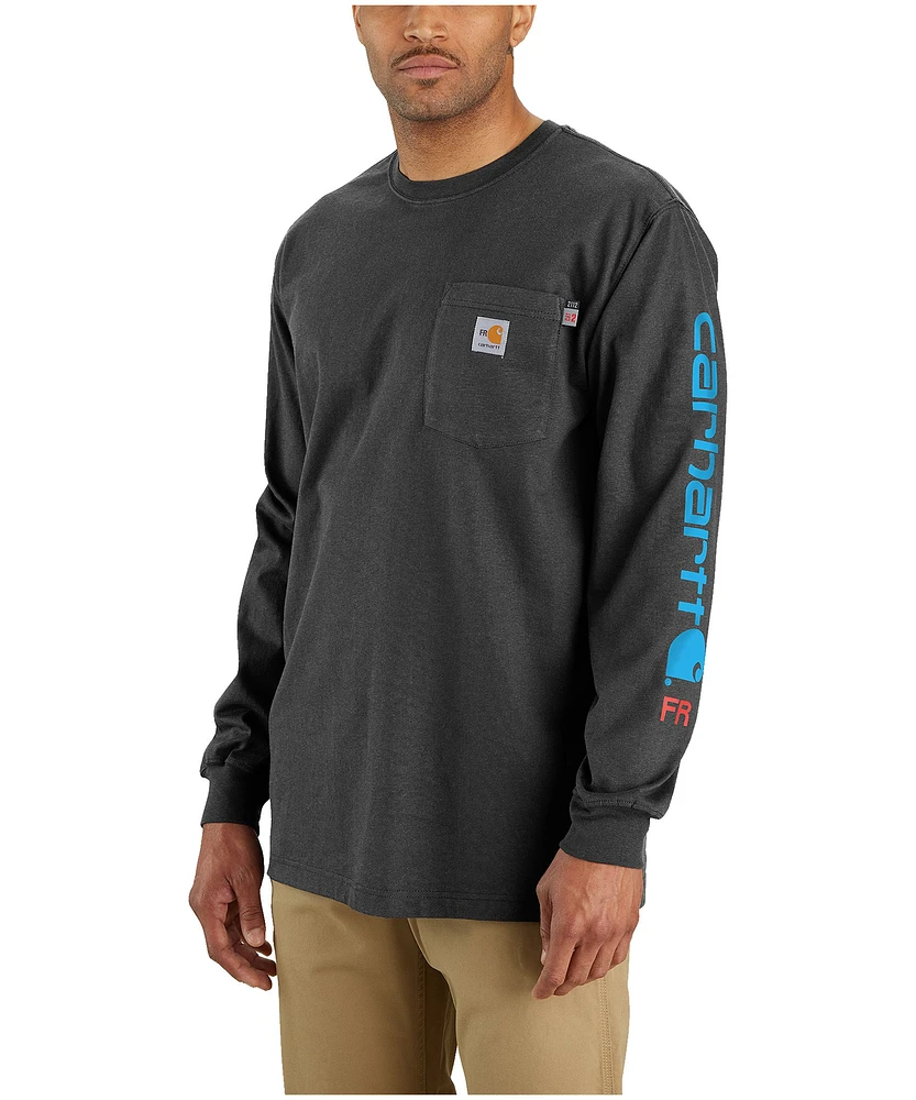 Carhartt Men's Dark Blue Heather Force Long Sleeve Graphic T-Shirt