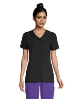 Scrubletics Women's Mock Wrap Mesh Accent Scrub Top