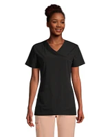 Scrubletics Women's Mock Wrap Mesh Accent Scrub Top