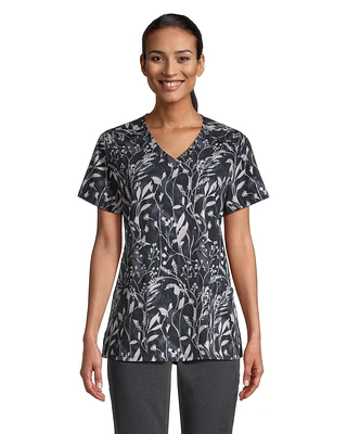 Scrubletics Women's V-Neck Print Scrub Top - Fall Vine