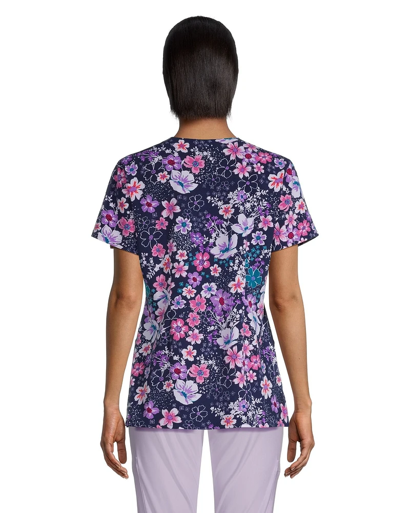 Health Pro Women's Showers Garden Princess Seam Scrub Top